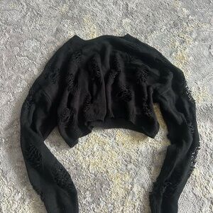 Black Distressed Women's Sweater